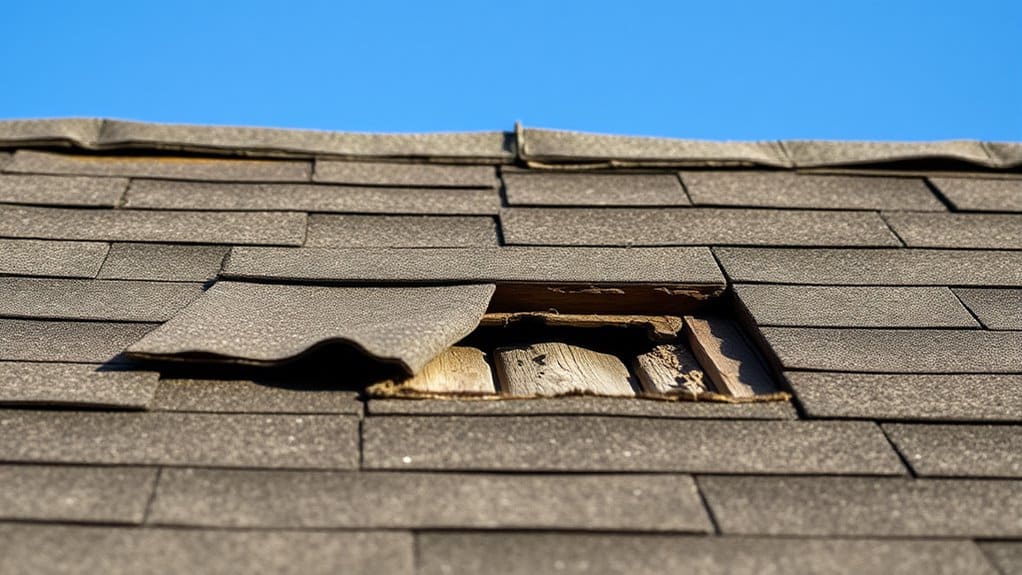 roofing material in disrepair
